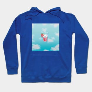 Watermelon Juice with a beautiful blue cloud background Hoodie